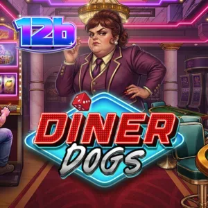 Hình ảnh màn hình trò chơi Diner Dogs với chủ đề quán ăn đêm và các nhân vật tội phạm hoạt hình.